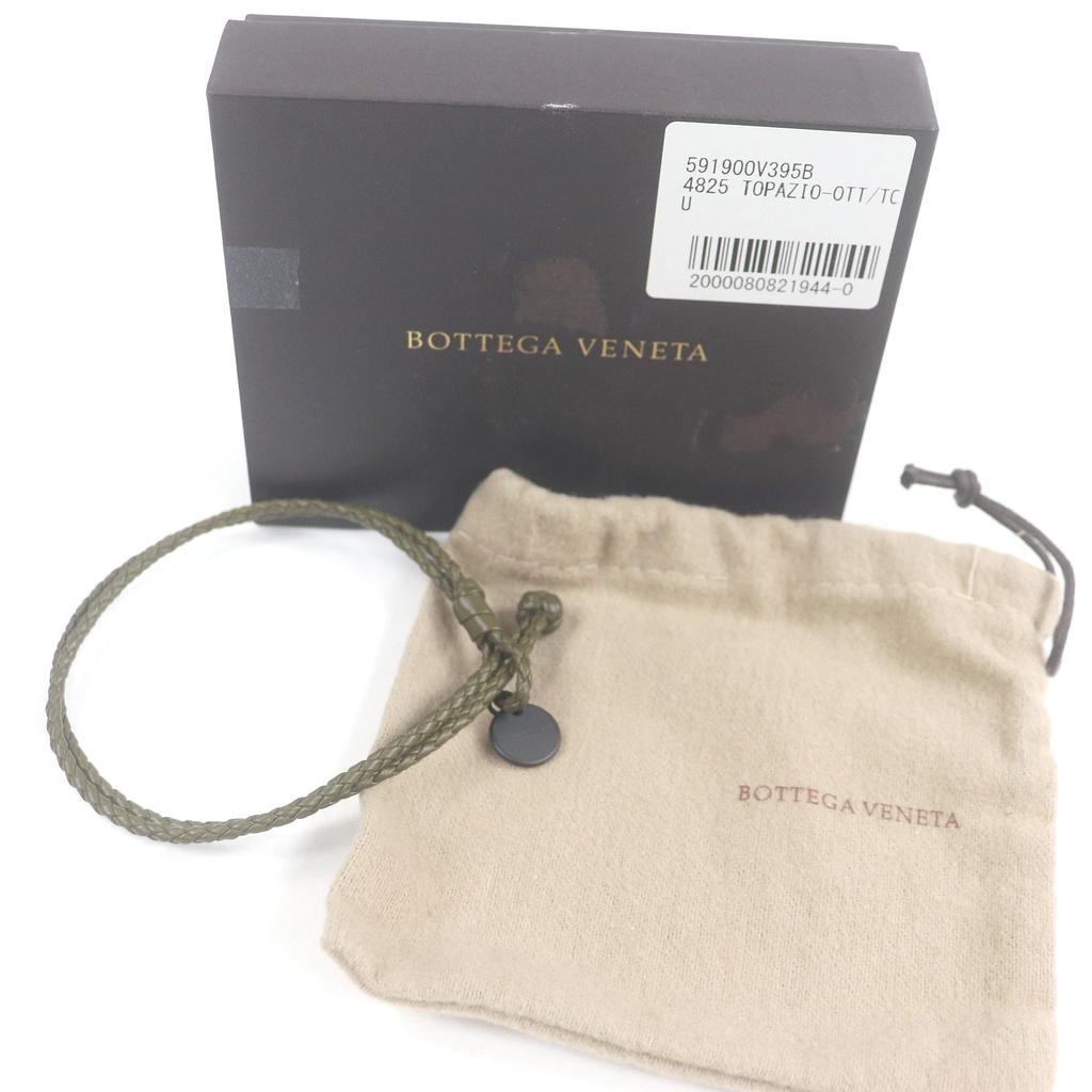 BOTTEGAVENETA bracelet INTRECCIATO With logo accessories khaki leather mens Used