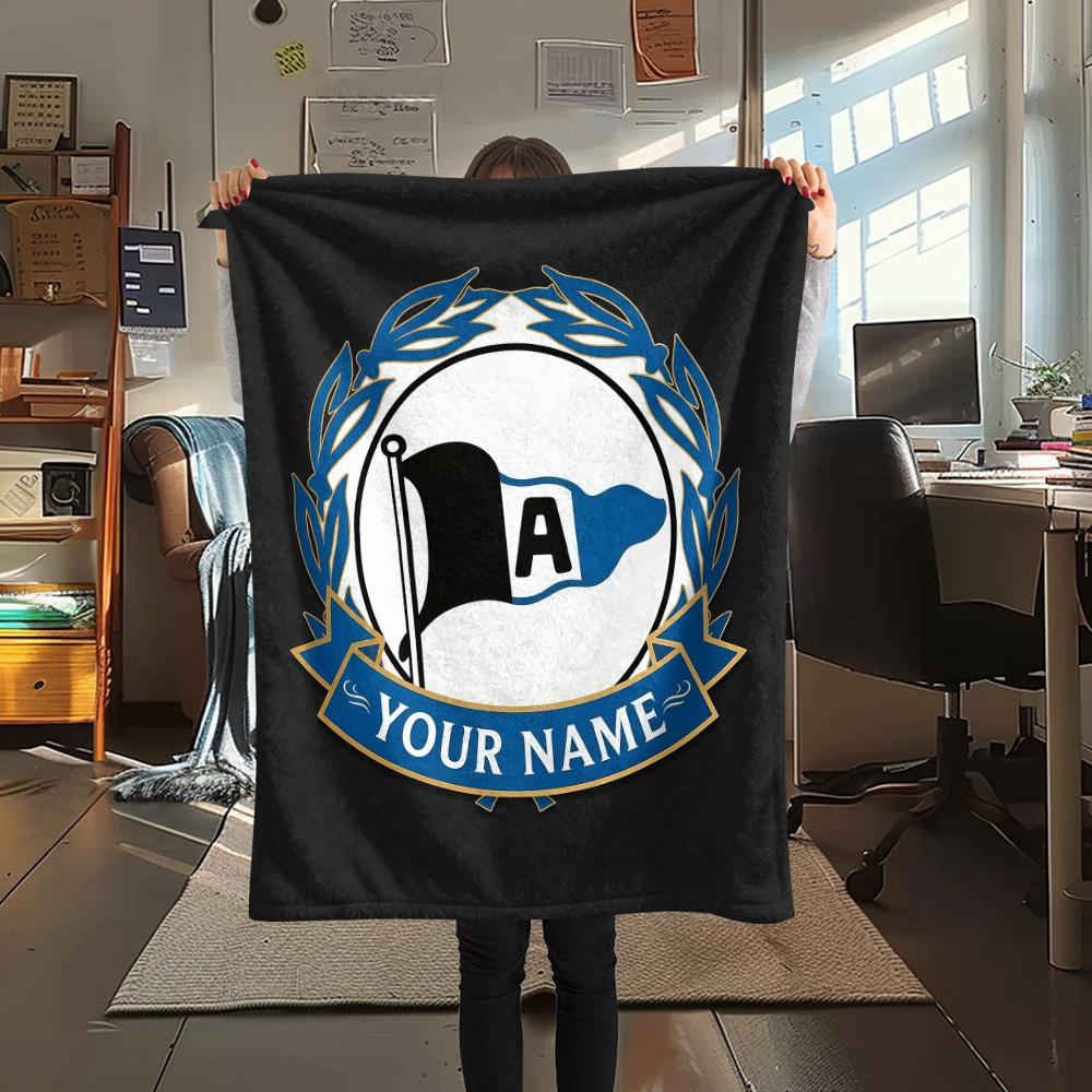 Custom Name Arminia Bielefeld Flannel Blanket, High quality Comfortable for All Seasons, Home Decor, Warmth and Comfort
