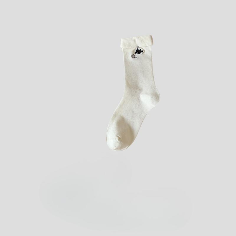 Niedliche Katze Grau Socken für Damen Herbst und Winter, Trendige Baumwollsocken, Wadenlange Socken, Lange Socken, Schulstil Frotteesocken