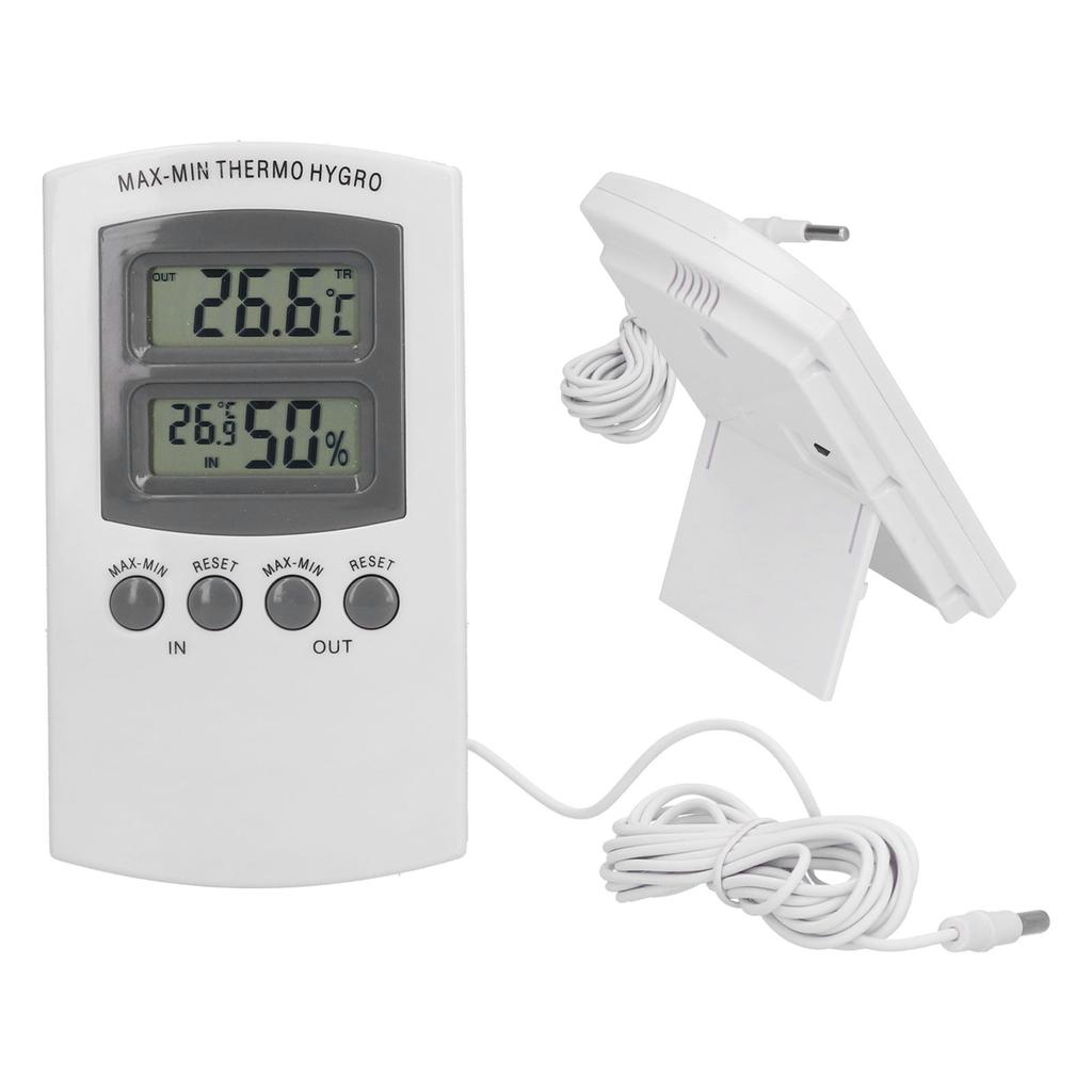 LCD Temperature and Humidity Monitor WallMountable Wired Flower Planting Hygrometer for Home