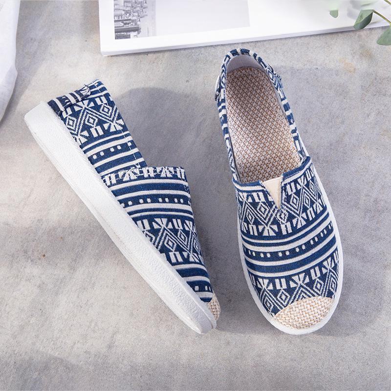 Summer Women's Korean Style Flat Heel Espadrilles - Cotton Linen Slip-on Canvas Casual Shoes