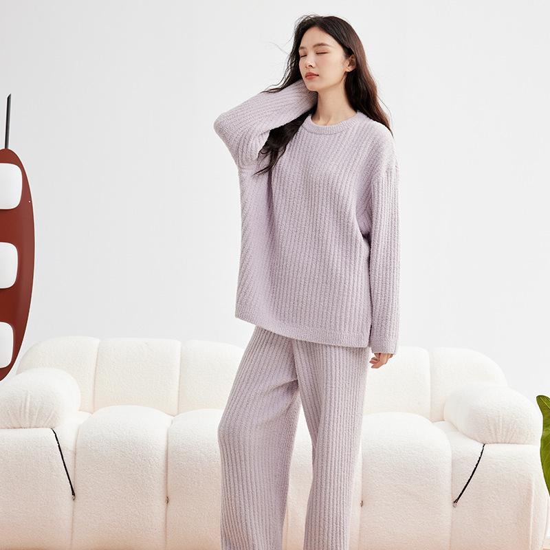 

Женская пижама с капюшоном из вельветового рубчика с половинной застежкой - Теплая зимняя парная домашняя одежда One Size F (Women: 100-160 lbs)