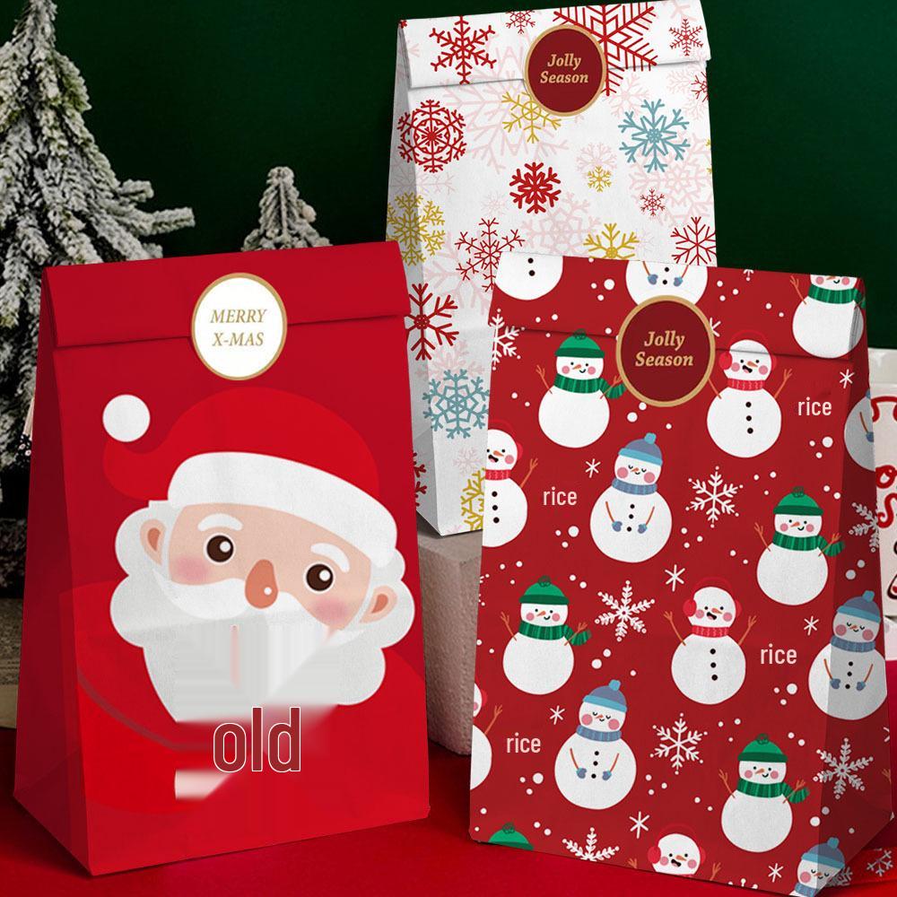 Creative Christmas Apple Candy Gift Bag – Thickened Flat-Mouth Paper Packaging