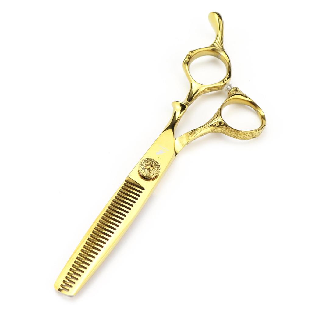 FZJ-38 Golden Bamboo Hairdressing Scissors Set: Straight, Serrated, Thinning for Salon.