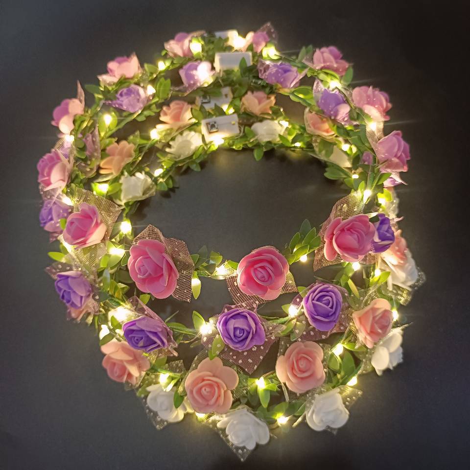 Wedding Party Crown Glowing Flower Headband LED Light Wreath Garland Decoration Women Girl Birthday Favor Luminous Hairband