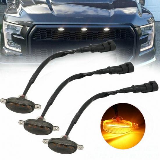 Fit For Chevrolet Silverado 1500 2016- 3 Raptor Style LED Grill Grille Light