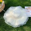 Women's Summer Lace Wide Brim Straw Hat Beach Sun Protection Woven Hat Full Face Coverage UV Protection Sun Hat