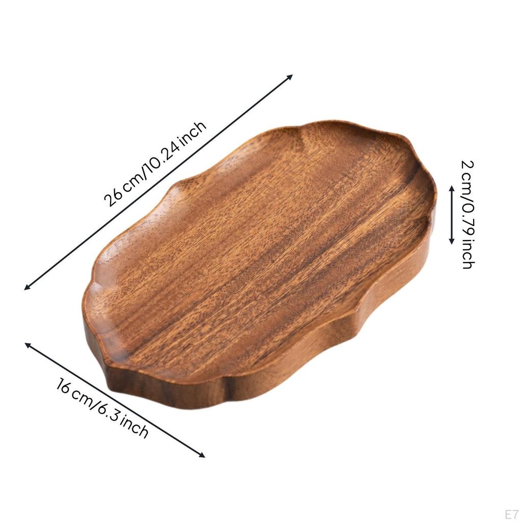 Bandeja de Madera de Nogal Tallada Decorativa para Mesa de Café Plato Corazón