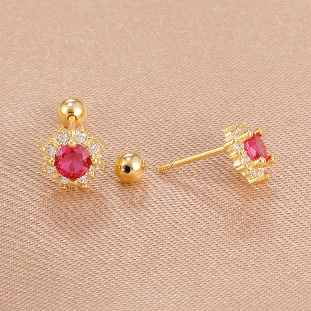 1Pair Exquisite Stainless Steel Zircon Flower Ear Stud Earrings For Women Tragus Small Cartilage Piercing Earring Korean Jewelry