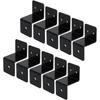 Pack Of 10 Z Shape Corner Brace Steel Black Coated Strong Furniture Brackets Quick Fixing for Shelves Cabinets