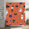Halloween Shower Curtain with Ghosts Candy Orange Decorative Bath Mat 3D Printed Fabric Home Supplies for Children's Room Decora