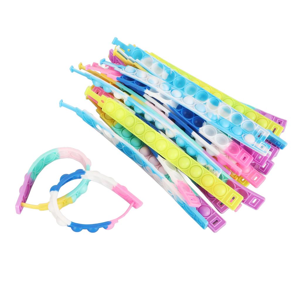 31pcs Push Bubble Bracelet Multicolor Push Bubble Wristband Silicone Stress Reduing Entertaining