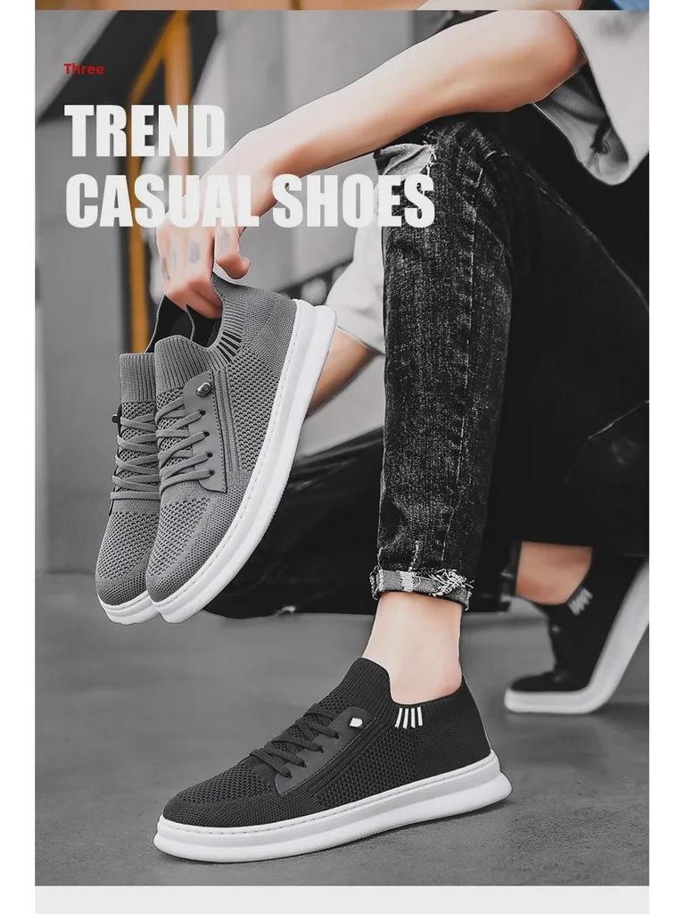 Men's Black Breathable Mesh Casual Slip-On Sports Shoes