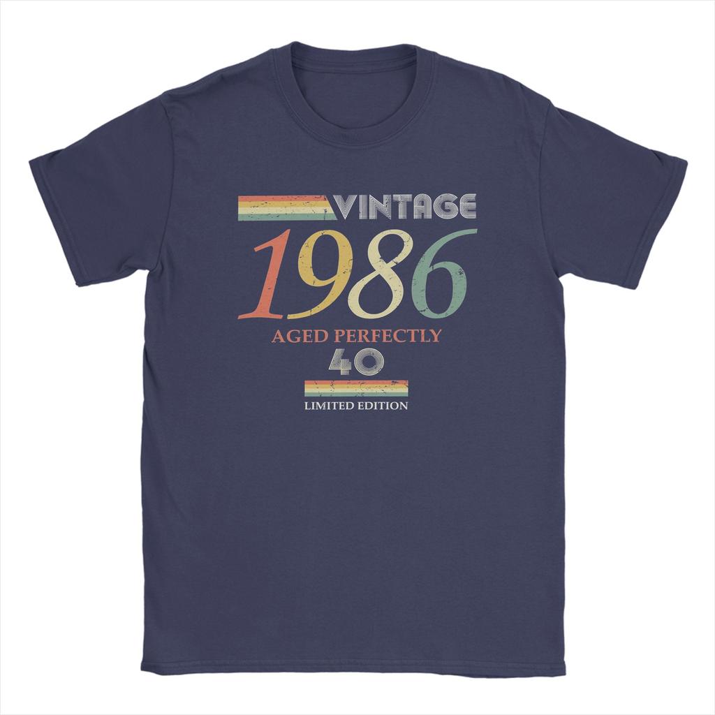 Streetwear TShirt Summer Vintage 1986 40th Birthday Aged Perfectly Gift Novelty T Shirts Cotton Tee Shirt for Couple Top Tees