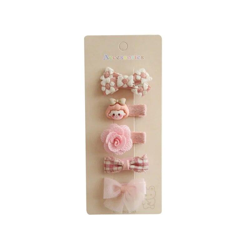 5Pcs Baby Hair Pins for Girls Gift Korean Bear Bunny Kids Hair Accessory Bows Flower Princess Children Girl Hairclip