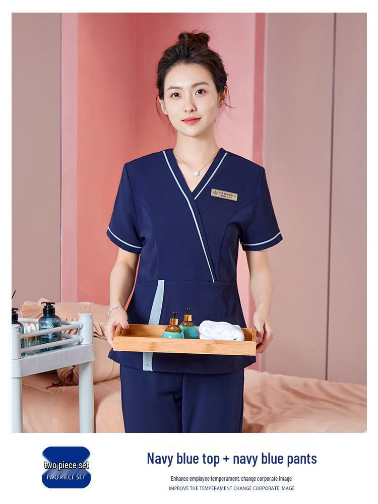 Beautician Short-Sleeve Uniform Set for Spa & Massage Professionals