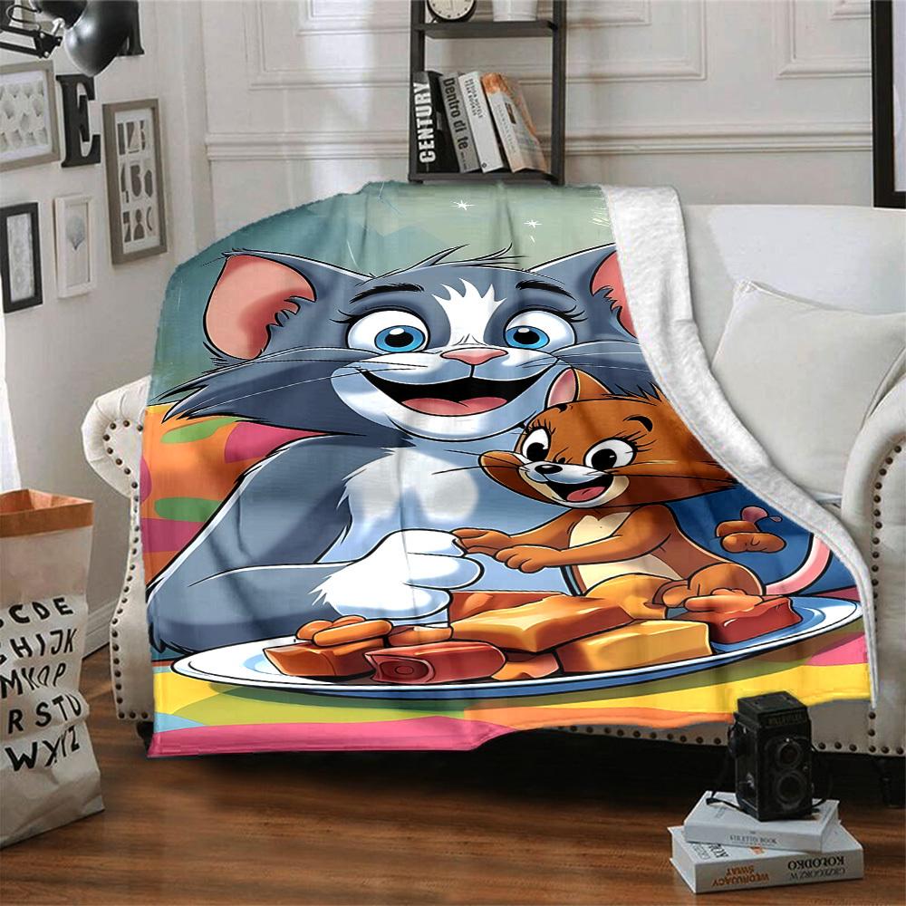 1pc cat mouse Flannel Blanket Soft Warm Throw for Home, Office, Travel, All-Season Cozy Bedding GiftL1137