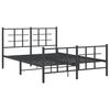 Metal Bed Frame with Headboard and Footboard Black 140 X 190 Cm