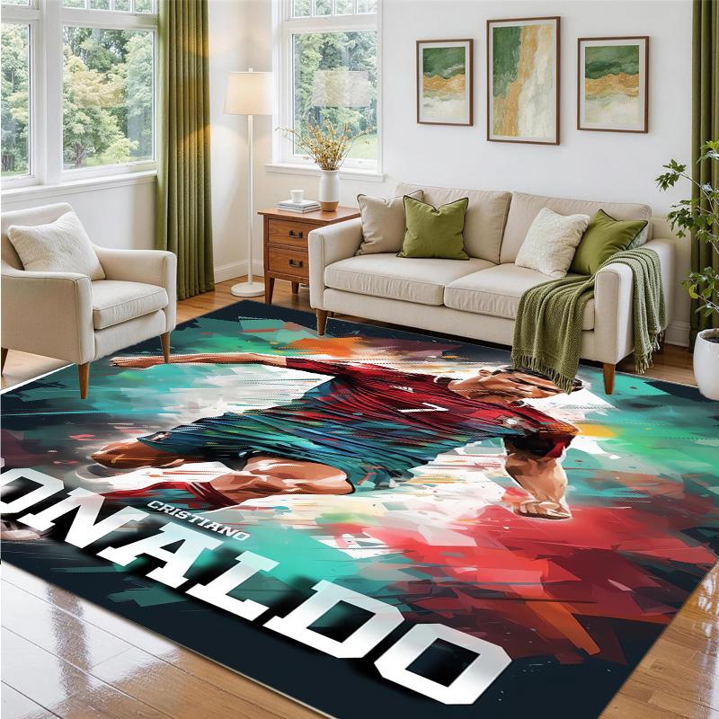 Cristiano Ronaldo Design Crystal Velvet Rug Soft Decorative Mat for Bedroom Entrance
