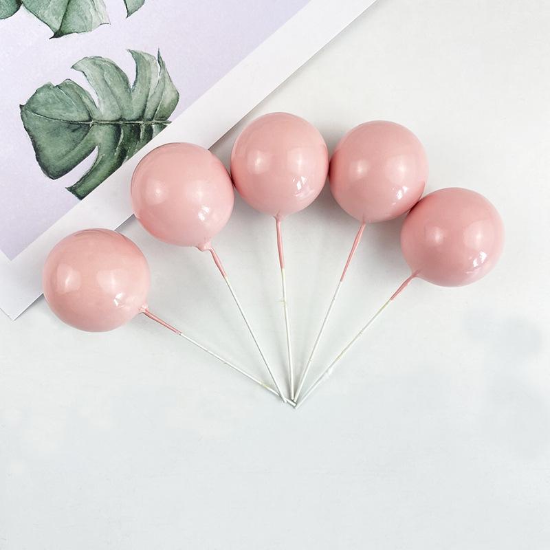 Sada zlatých kuličkových dekorací na dort - 10 kusů: Pěnová koule Narozeninová pekařská zapichovátka a doplňky na dezertní stůl