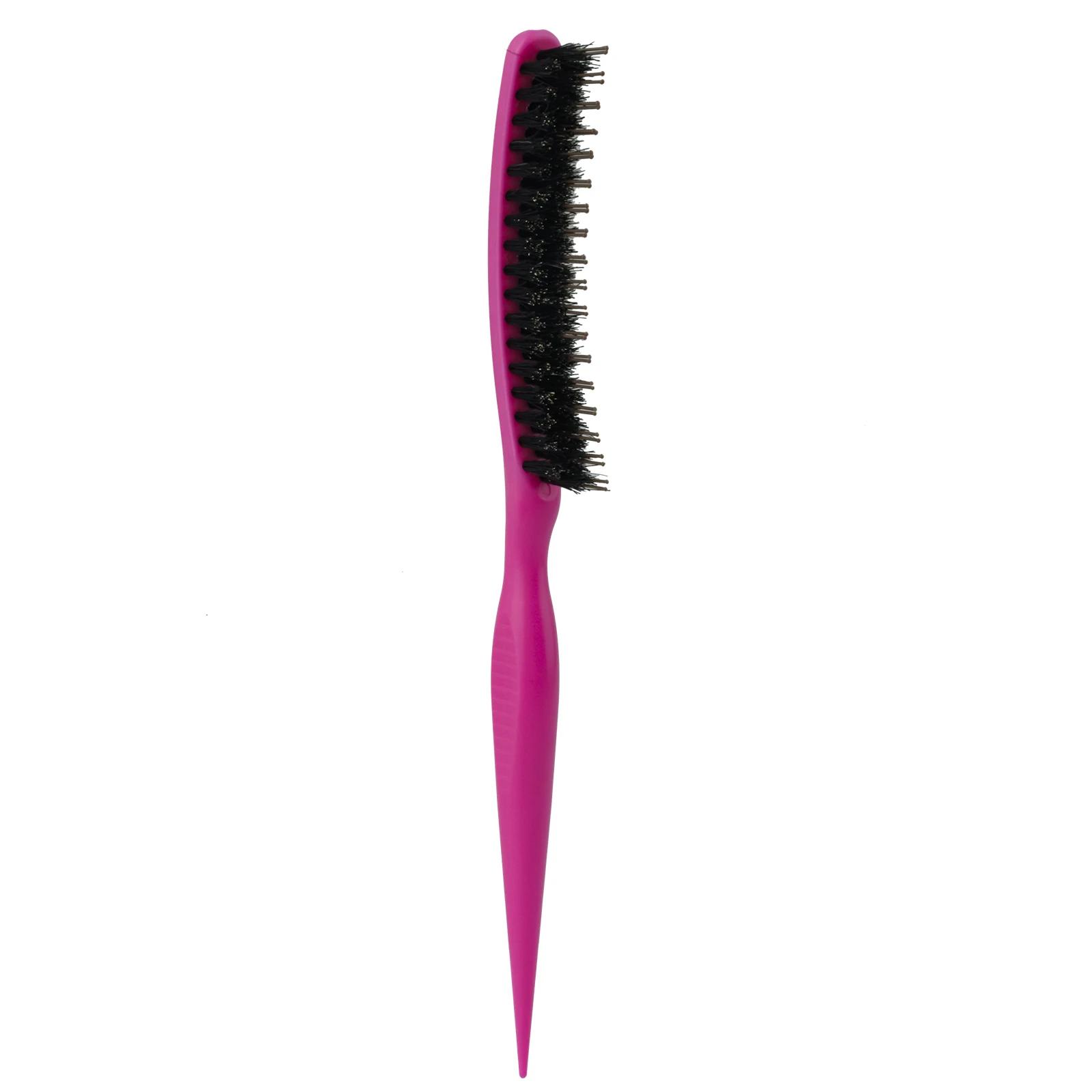

BEPAN 3 in 1 Teasing Bristle Hair Brush Edge Control Comb for Women Slick Back Comb with Rat Tail Pick Volumizing & Lift Styling Tool Яскраво-рожевий