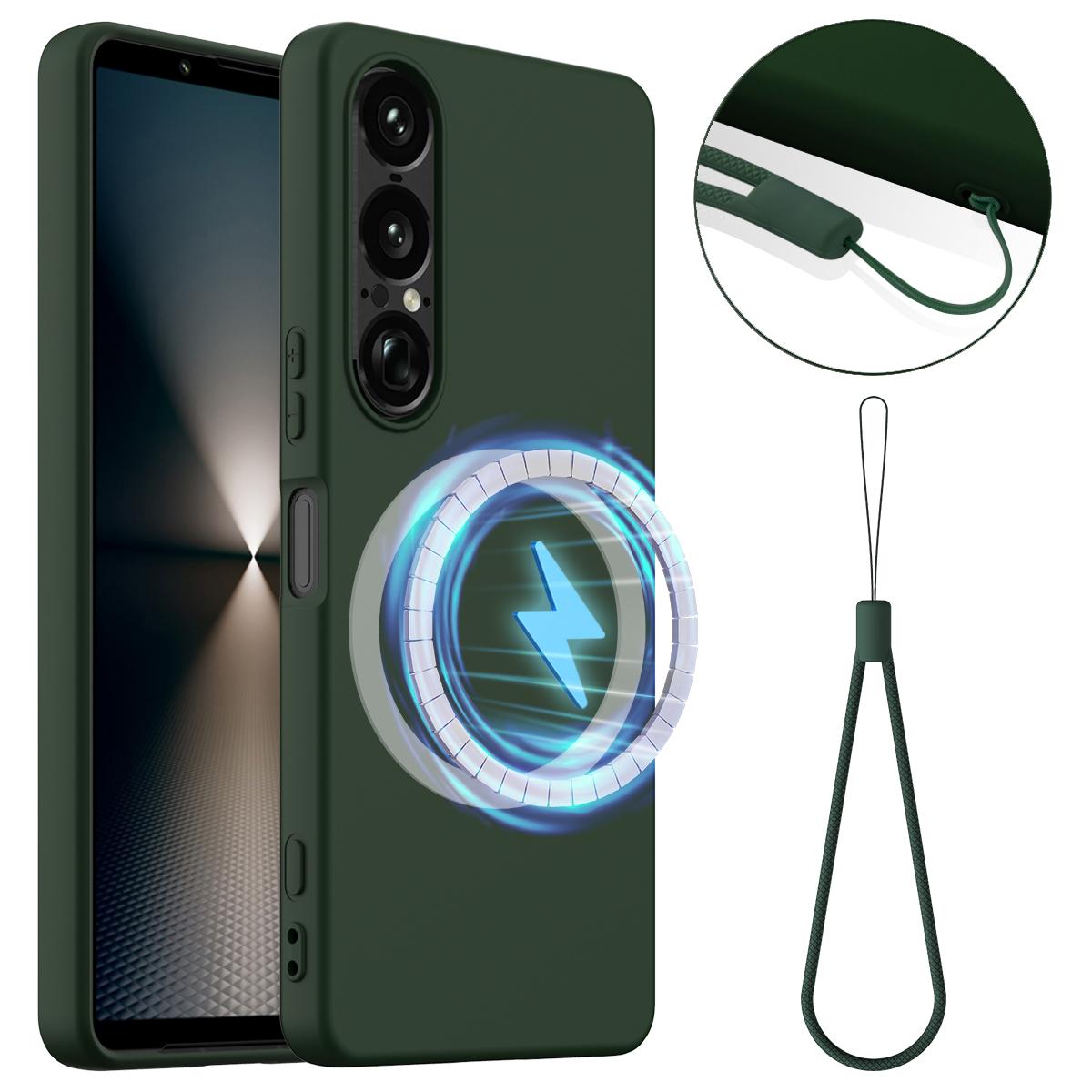 

Чехол для Sony Xperia 1 VII, совместимый с MagSafe, противоударный, из жидкого силикона Dark Green