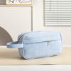 Light Corduroy Travel Cosmetic Bag With Zipper Closure For Home And Onthego Storage