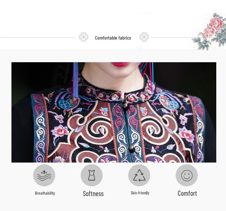 Women's Autumn Ethnic Embroidered Chinese-Style Sleeveless Jacket with Stand Collar