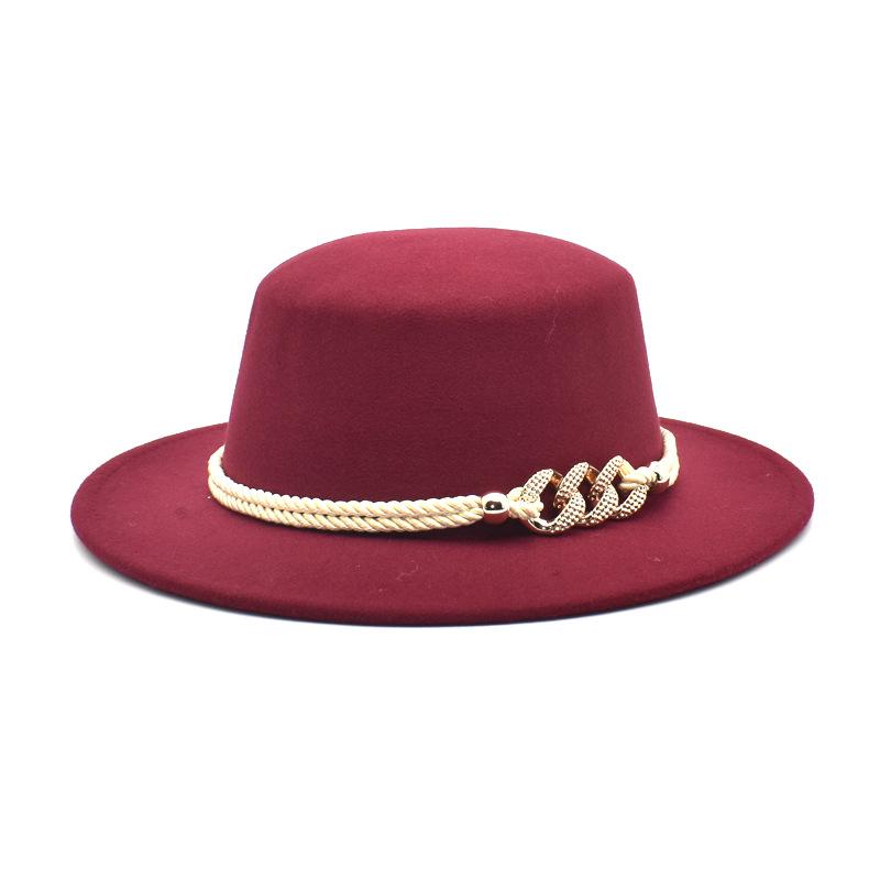 Flat top Fedora Hat Wide Brim Panama Hat Has Belt for Easy Pick Wool British Jazz 21-23 inches for Woman Men NEW 2021