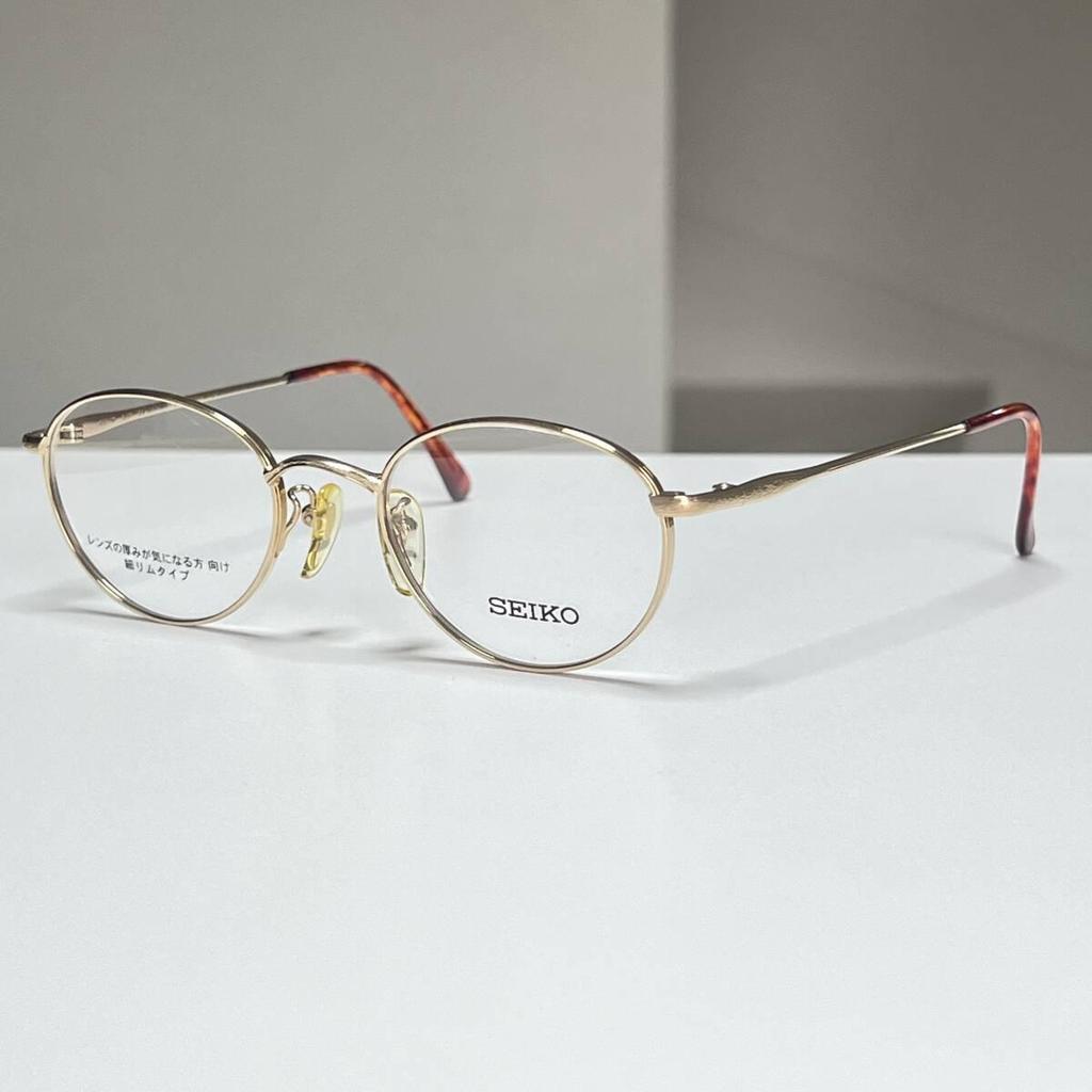 Used SEIKO Domestic Vintage Eyeglasses Frame Glasses Round Type EL-0874 GOLD Gold Women's Eyewear 4819-140