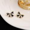 Simple Light Luxury High-End Black Bow Stud Earrings, Small And Exquisite Diamond-Set Earrings For Women