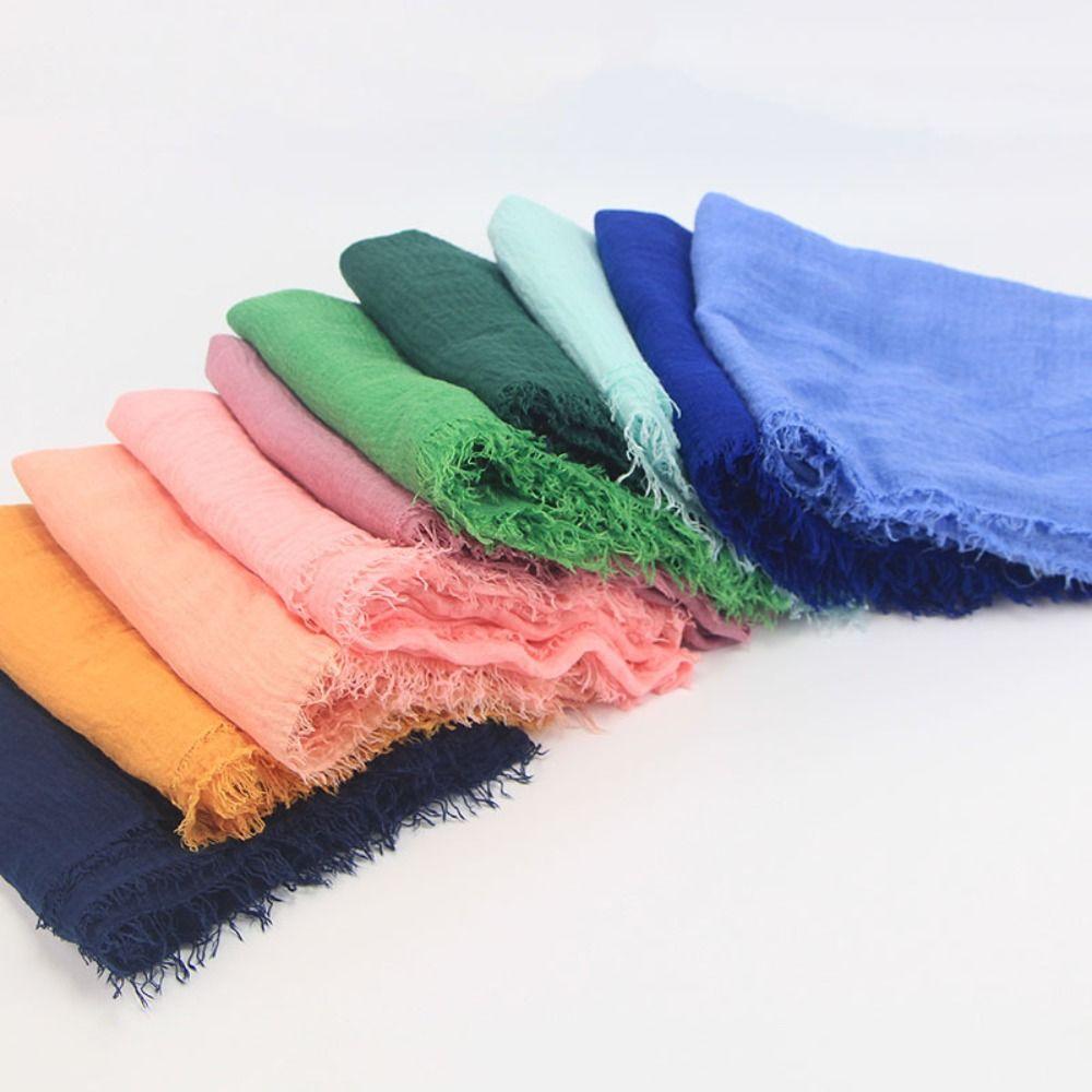 Solid Color Women Scarf Cotton Linen Plain Head Wraps Fashion Shawl Hijab