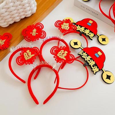 Red Hairband Dragon Headband Cartoon New Year Headdress  New Year Dress Up