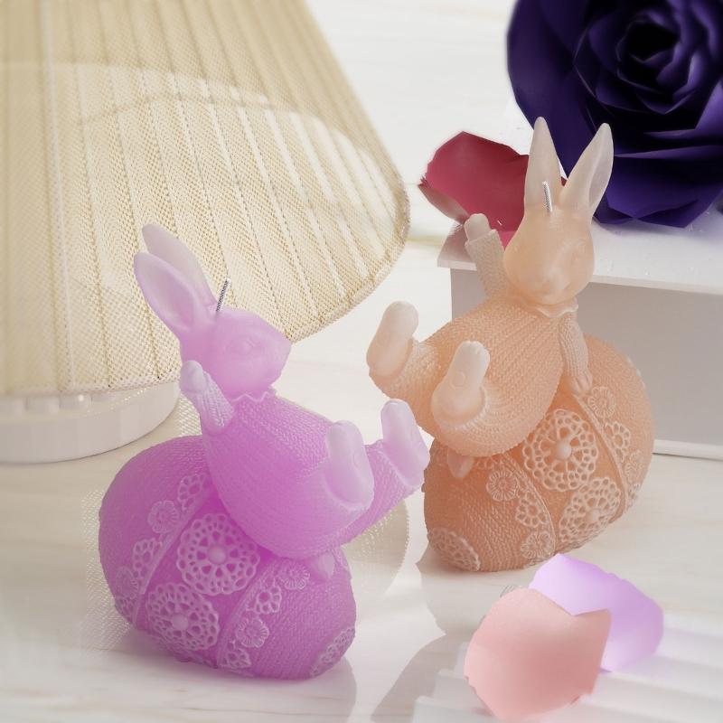 Candle Mold Aromatherapy Candle Mold 3D Bouncing Rabbit Plaster Epoxy Mold for DIY Crafts Soap Present Candle Making