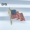 Brosche mit patriotischer amerikanischer Flagge, Zinklegierung, Strass-Emaille, wehende US-Nationalflagge, Anstecknadel, Pullover, Rucksack, Hut, Dekoration, Herren, Damen, Kleidungszubehör