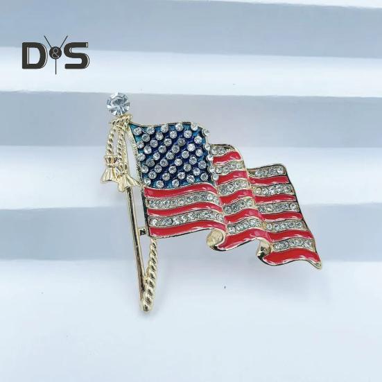 Brosche mit patriotischer amerikanischer Flagge, Zinklegierung, Strass-Emaille, wehende US-Nationalflagge, Anstecknadel, Pullover, Rucksack, Hut, Dekoration, Herren, Damen, Kleidungszubehör