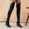 Women'S Thigh High Boots Red White Black Fashion Overknees Boot Patent Sexy Zipper Nightclub Dance Lady Long Shoes Big Size 43
