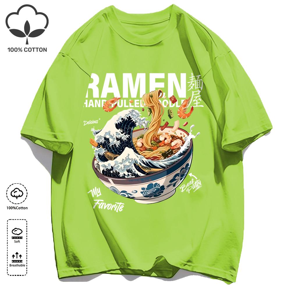 A Bowl Of Rich Lamian Noodles Design Unisexs Retro T Shirts Basics Simple TShirts Fashion Cotton Summer Clothing Unisex Loose Tee