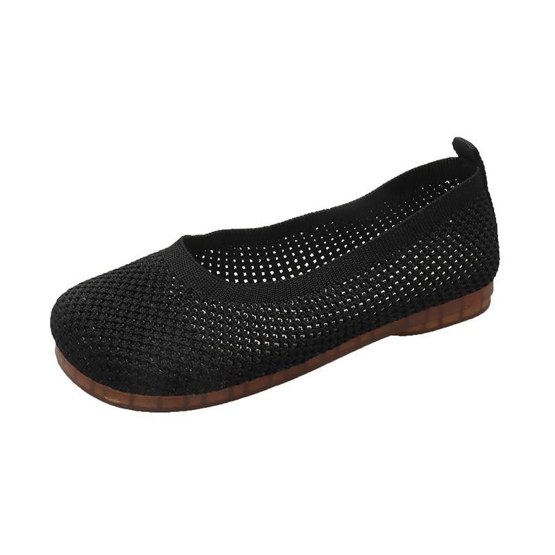 New fly-woven single shoes women's rubber soft-soled Doudou shoes spring and summer one-pedal lazy single shoes