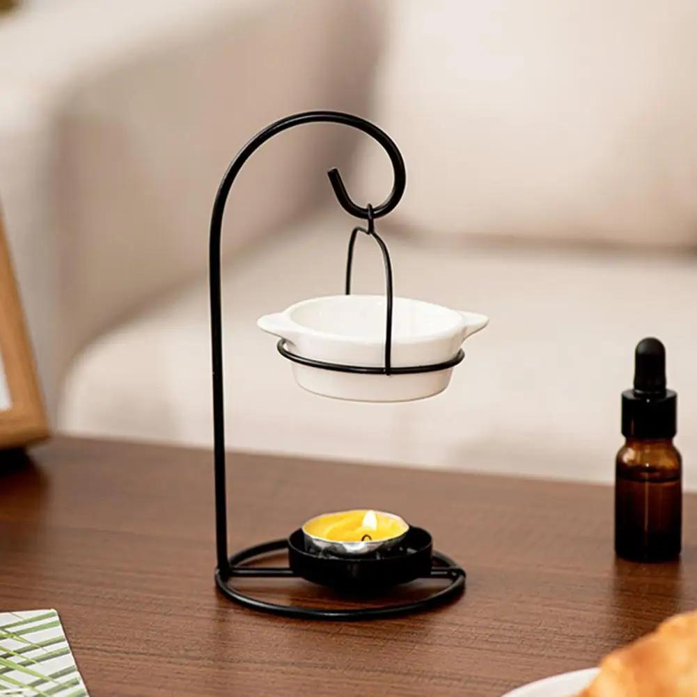 Essential Oil Burner Ceramic Aromatherapy Diffuser Oil Burner with Iron Tea Light Candle Holder Essential Oil Fragrance Diffuser