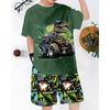 Jungen 3D Dinosaurier T-Shirt & Shorts Set Kurzarm Sommer Frühling Sport Mode Täglich Kinder 4-12 Jahre