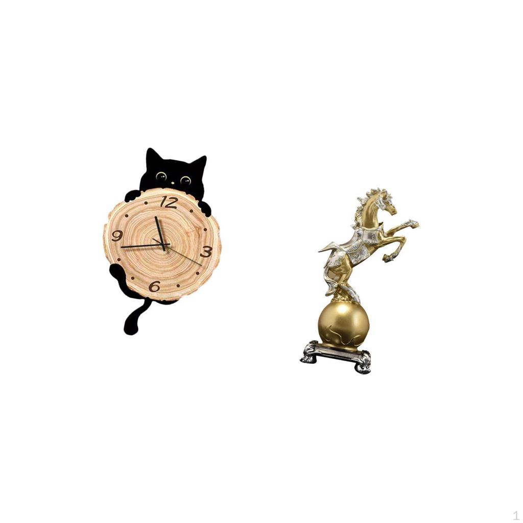 Collectible Horse Statue Art Craft Ornament Decorative Figurine Wall Clock Decor Gifts Easy to Read