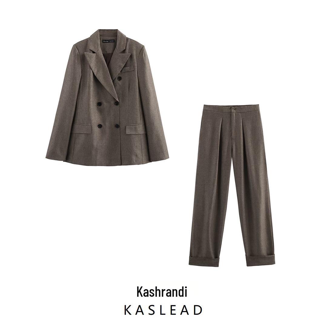 

2025 Spring Women s European & American Style Slim Fit Suit: Jacket & Long Pants Extra Small