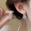 Zircon snowflake pearl stud earrings autumn and winter temperament elegant versatile earrings earrings women