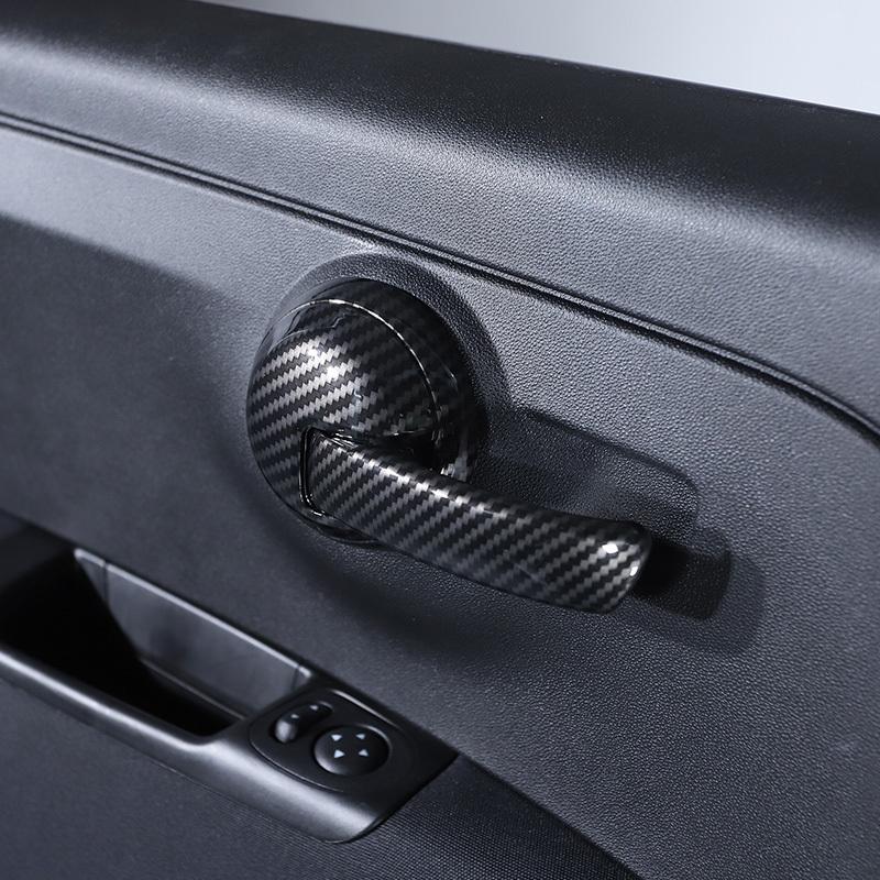 ABS Carbon Fiber Car Interior Door Handle Decoration Cover Stickers Trim For Fiat 500 Abarth 595 2010-2024 Auto Accessories