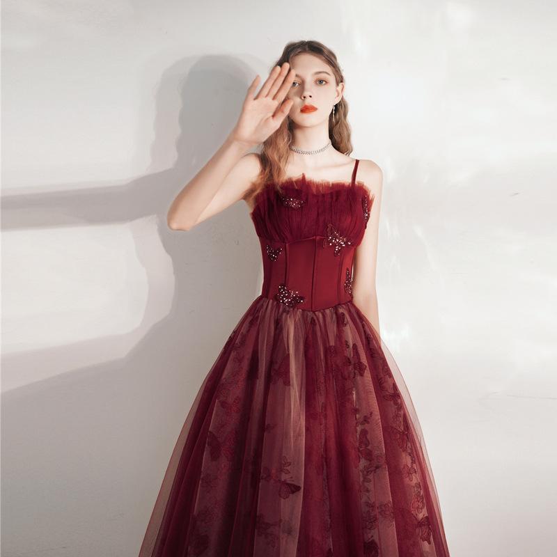Toast dress bride 1011 new wedding summer red banquet foreign style engagement back door dress simple woman