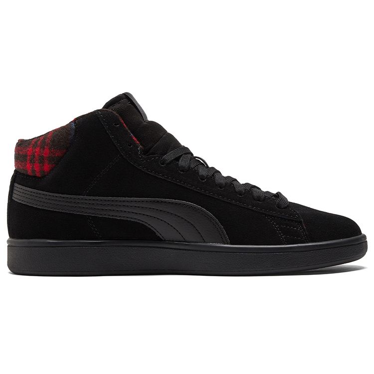 Puma Smash v2 Mid WTR Plaid - Schwarze Unisex-Sneaker High-Risk-Red Castlerock 385174-01