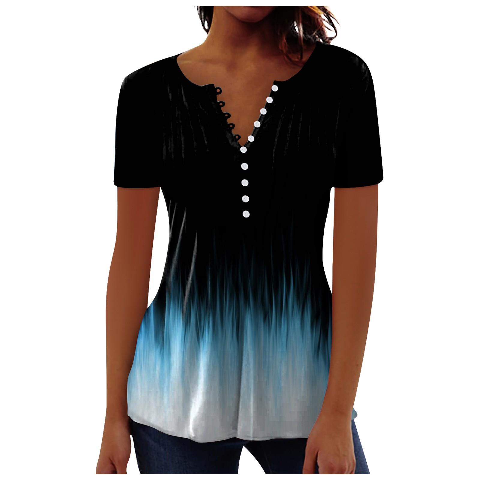 

Женская рубашка на пуговицах с цветочным принтом и V-образным вырезом, футболка с короткими рукавами и пуговицами, летние повседневные топы XXXL