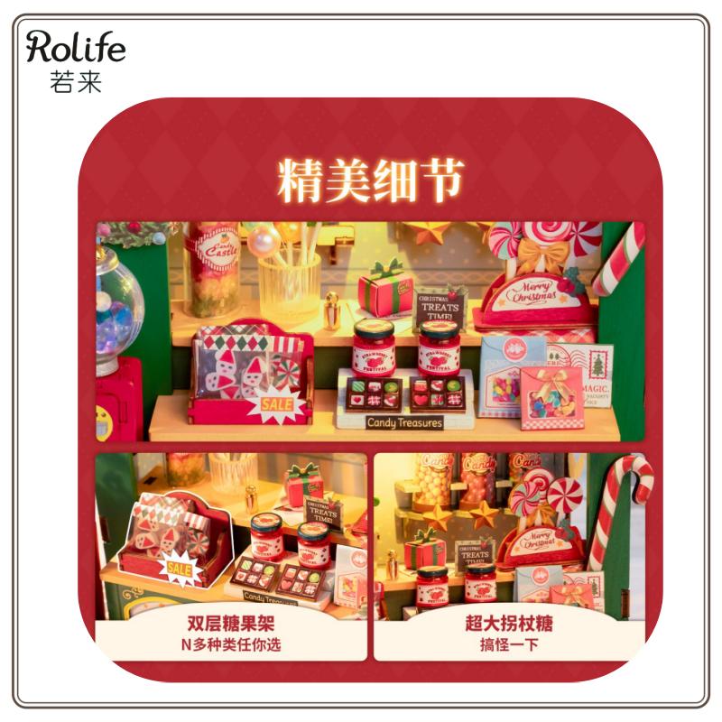 NEW Original RolifeDIY Christmas Candy Stall Small House Miniature Handmade Assembly House Model Building Blocks New Year Gift