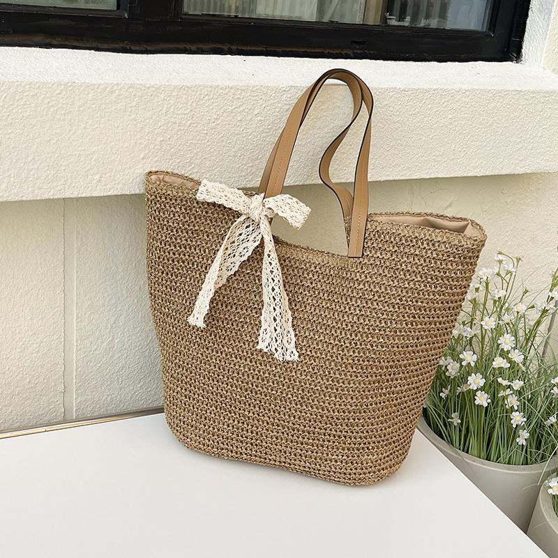 Summer New Seaside Vacation Style Leisure Beach Bag Women's Versatile Large-capacity Woven Tote Bag